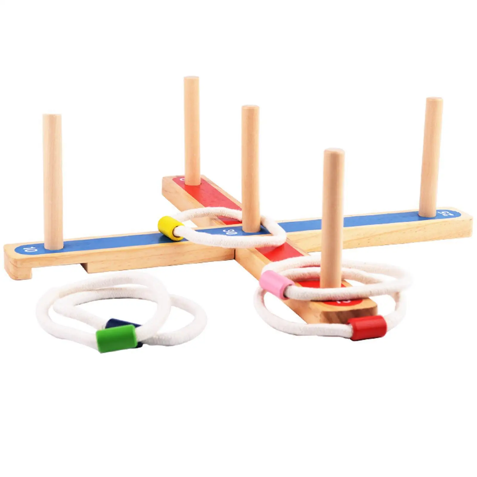 Wooden Toss Game Carnival Games Set Teen Adults Gift Playset Includes 5 Rings Sport Activity Fun for Park Playground Backyard