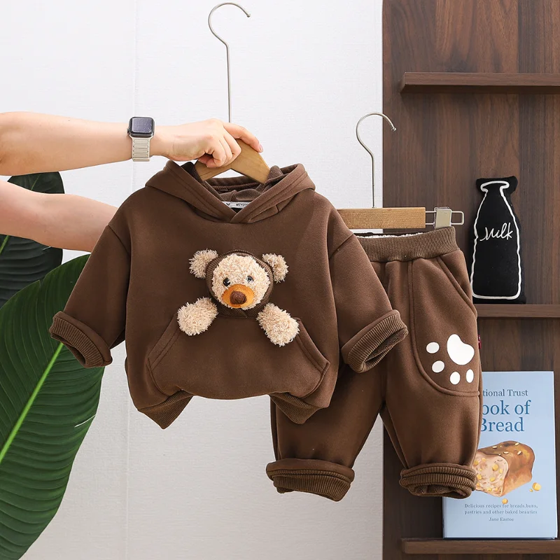 Conjunto de invierno para bebé: sudadera gruesa y pantalón cálido - imagen 2