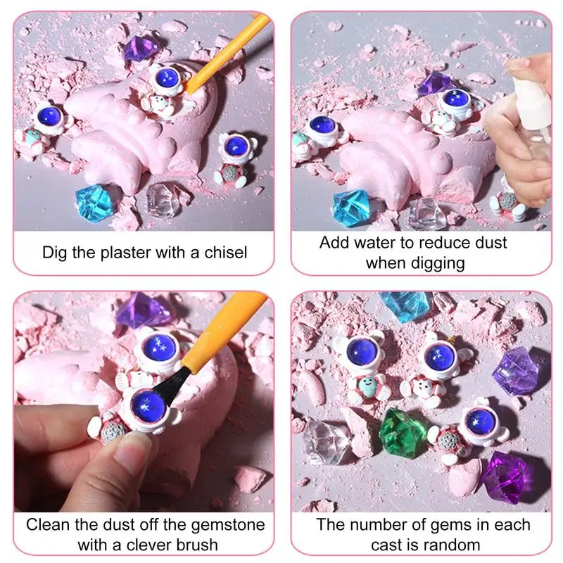 Kit de excavación de gemas en forma de cohete, juego de excavación de cristal para niños, excavación de piedras preciosas, excavación de cristal - imagen 4