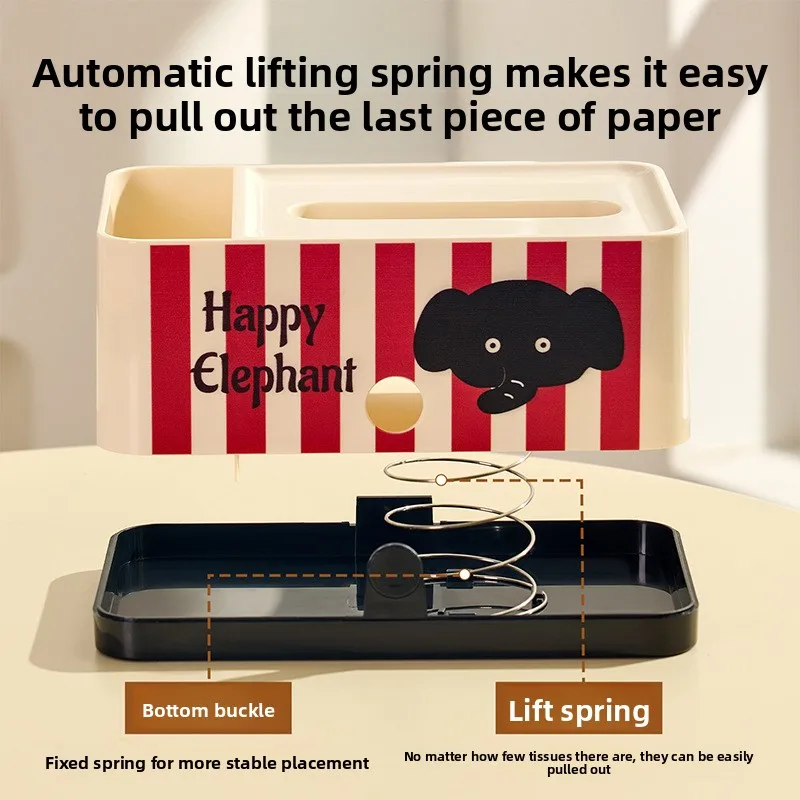Caja de pañuelos de lujo de alta gama, mesa de centro creativa, caja de almacenamiento para el hogar, sala de estar, Control remoto, soporte para papel de cocina con resorte - imagen 4
