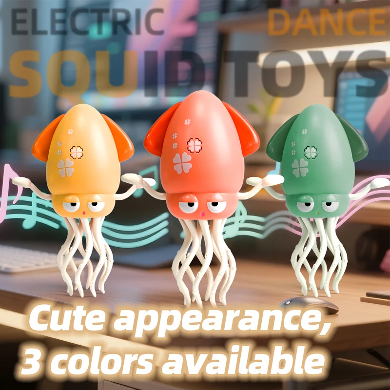Juguetes electrónicos de calamar bailando con luz y música, divertido inducción, calamar plano tumbado, desarrollo interactivo para niños pequeños, regalos para el tiempo de barriga - imagen 2