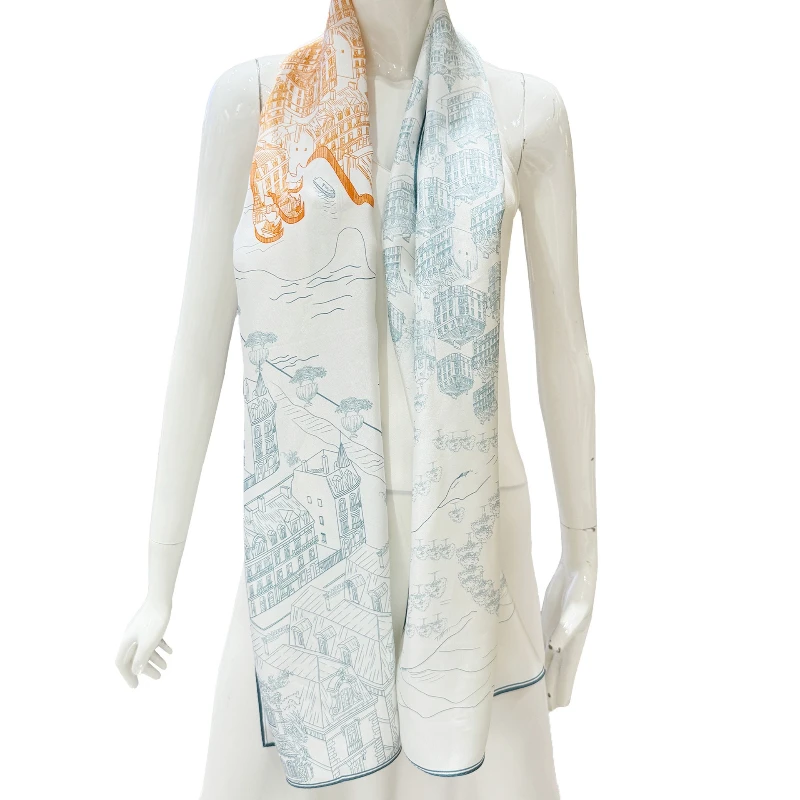 Bufanda larga de seda elegante clásica de estilo chino para mujer, chal de seda de morera 100%, regalo de lujo respetuoso con la piel para Navidad - imagen 4