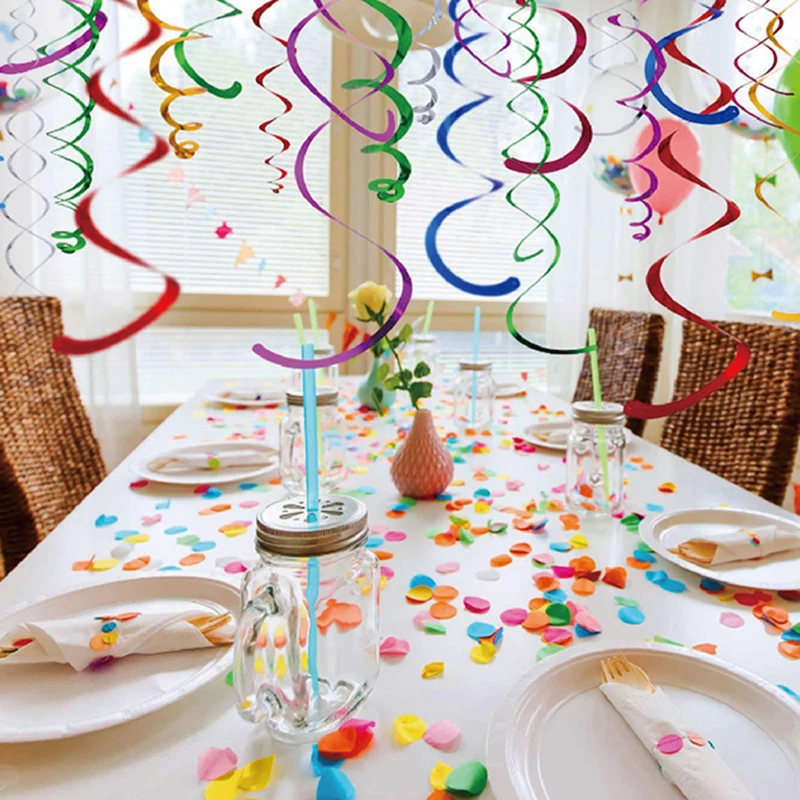 Paquete de 3/5 decoraciones de remolino colgantes, suministros para fiestas DIY para festivales del hogar, perfectos para bodas, cumpleaños, celebraciones, coloridos TMZ - imagen 2