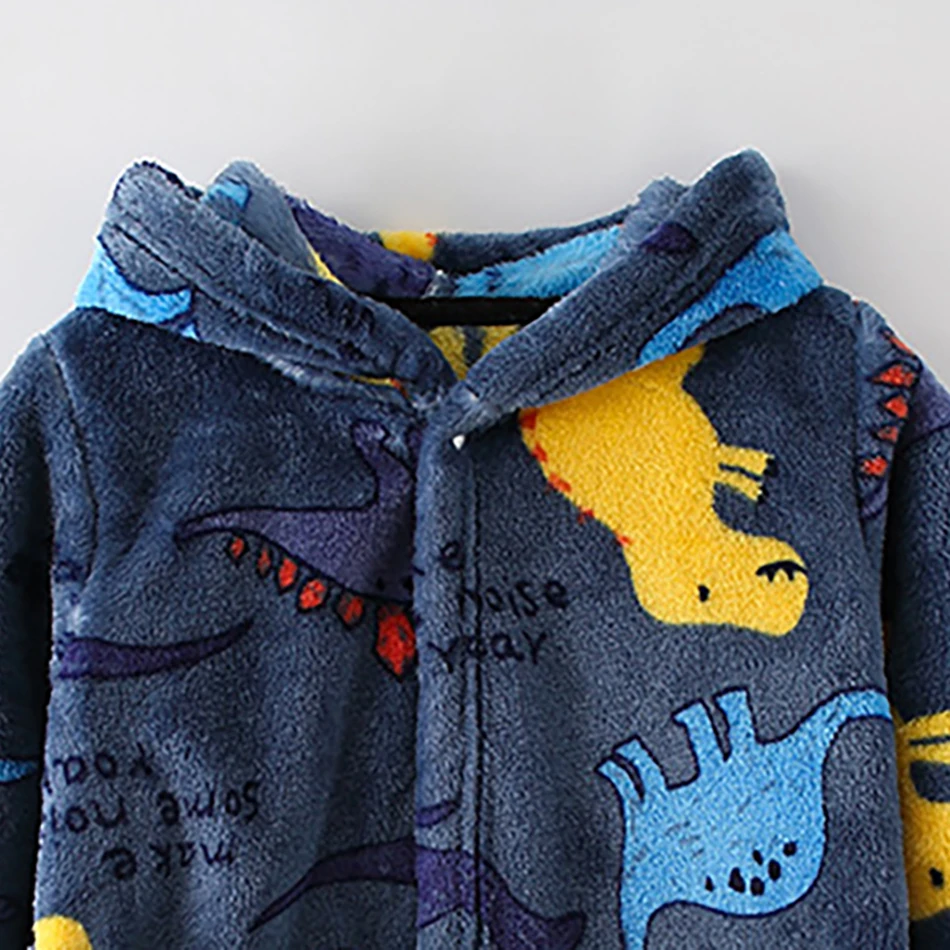 Acogedor estilo múltiple, batas con capucha de lana con estampado de dibujos animados, ropa de dormir Unisex para niños, elección Ideal para otoño, invierno y primavera - imagen 4