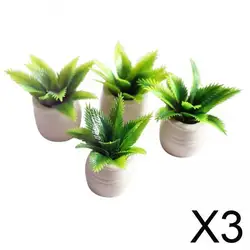 Accesorios para casa de muñecas en miniatura, juego de plantas en macetas verdes para decoración de jardín a escala 1/12, artículos de micropaisaje