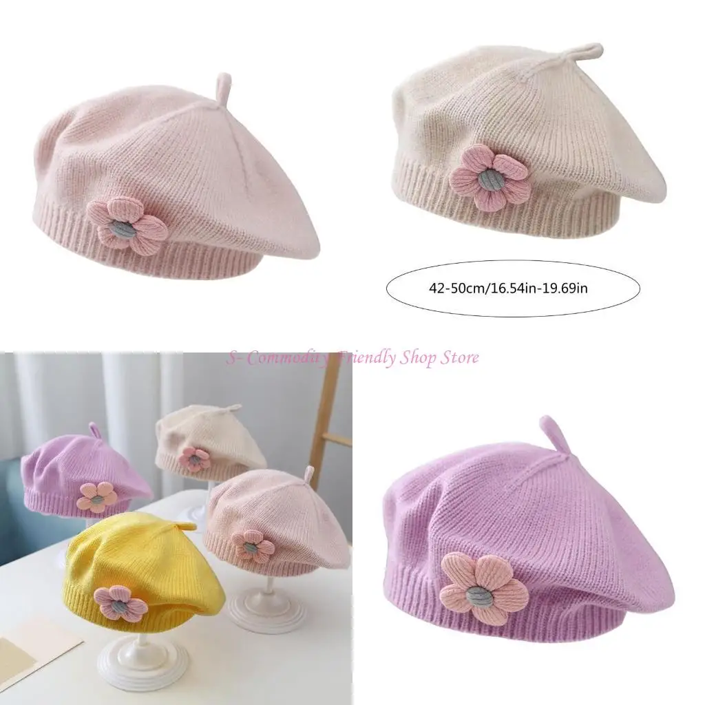 85ae decoración flores gorro boina para bebés invernal tejidos cálidos gorros para niñas infantiles
