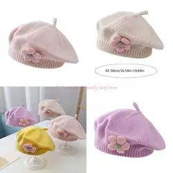 Gorro boina floral de lana para bebés - Tejidos cálidos de invierno