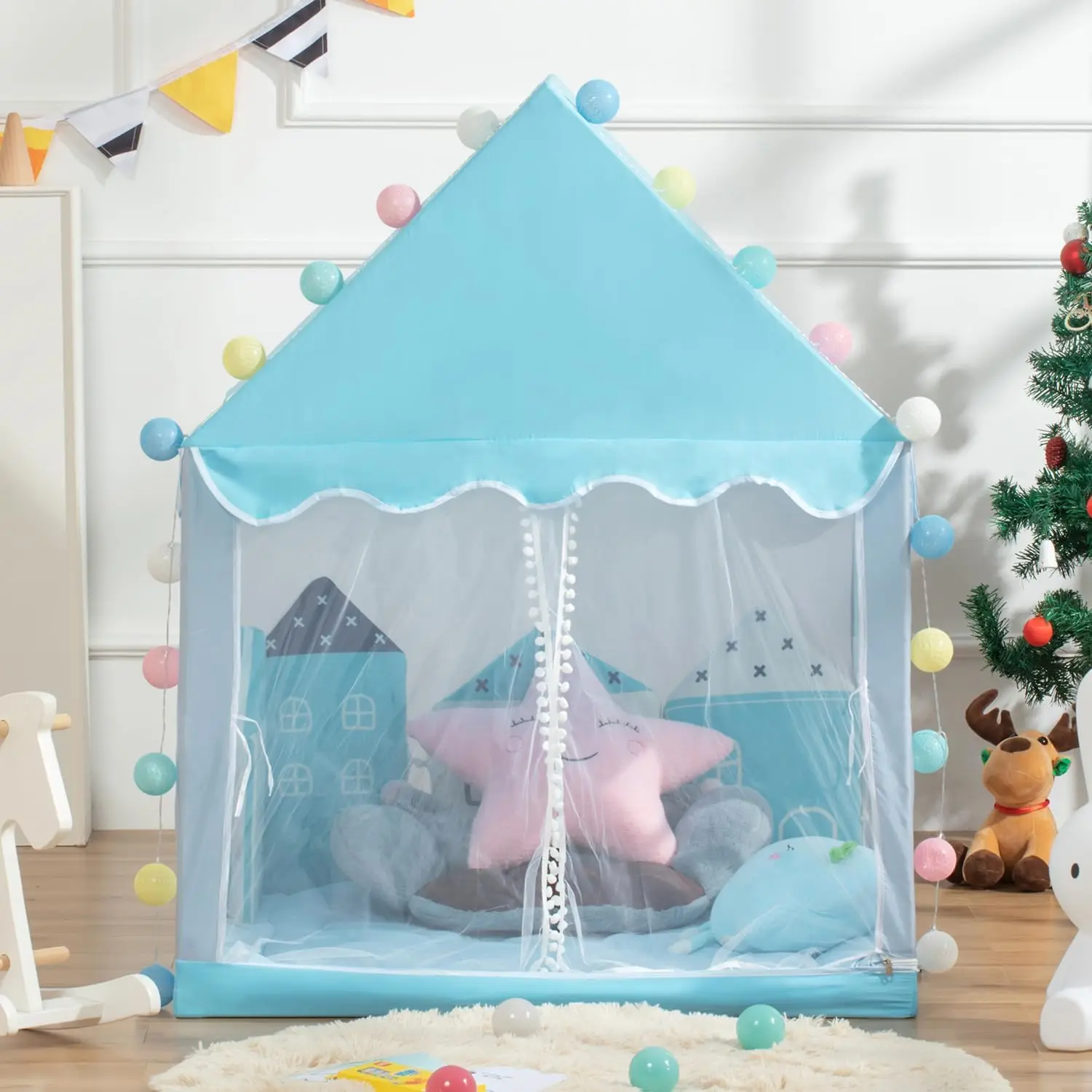 Tiendas de campaña para chico, tienda para niños, interior y exterior, casa de juegos de princesa para niña, marco de Metal, castillo para niño, herramienta de cama separada sin bola ligera - imagen 5