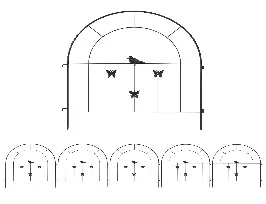 Outsunny Vallas para Jardín Metalicas 300x70 cm Set de 5 Vallas Decorativas para Jardín de Acero Combinación Libre Barrera para Animales para Terraza Patio Césped Negro