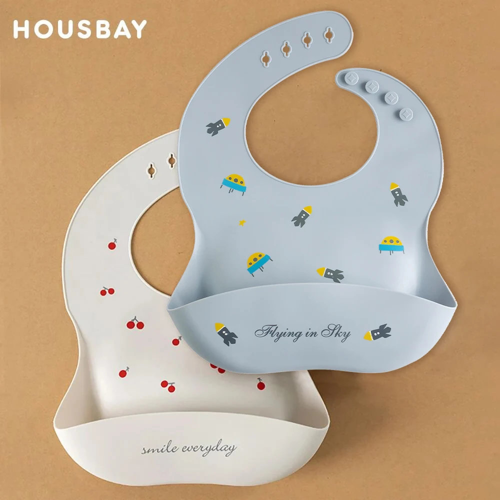 Babero para bebé, bufanda de silicona suave impermeable, Baberos ajustables con estampado de cereza bonita, paños para eructar, delantales de alimentación de bebé, comer para niños