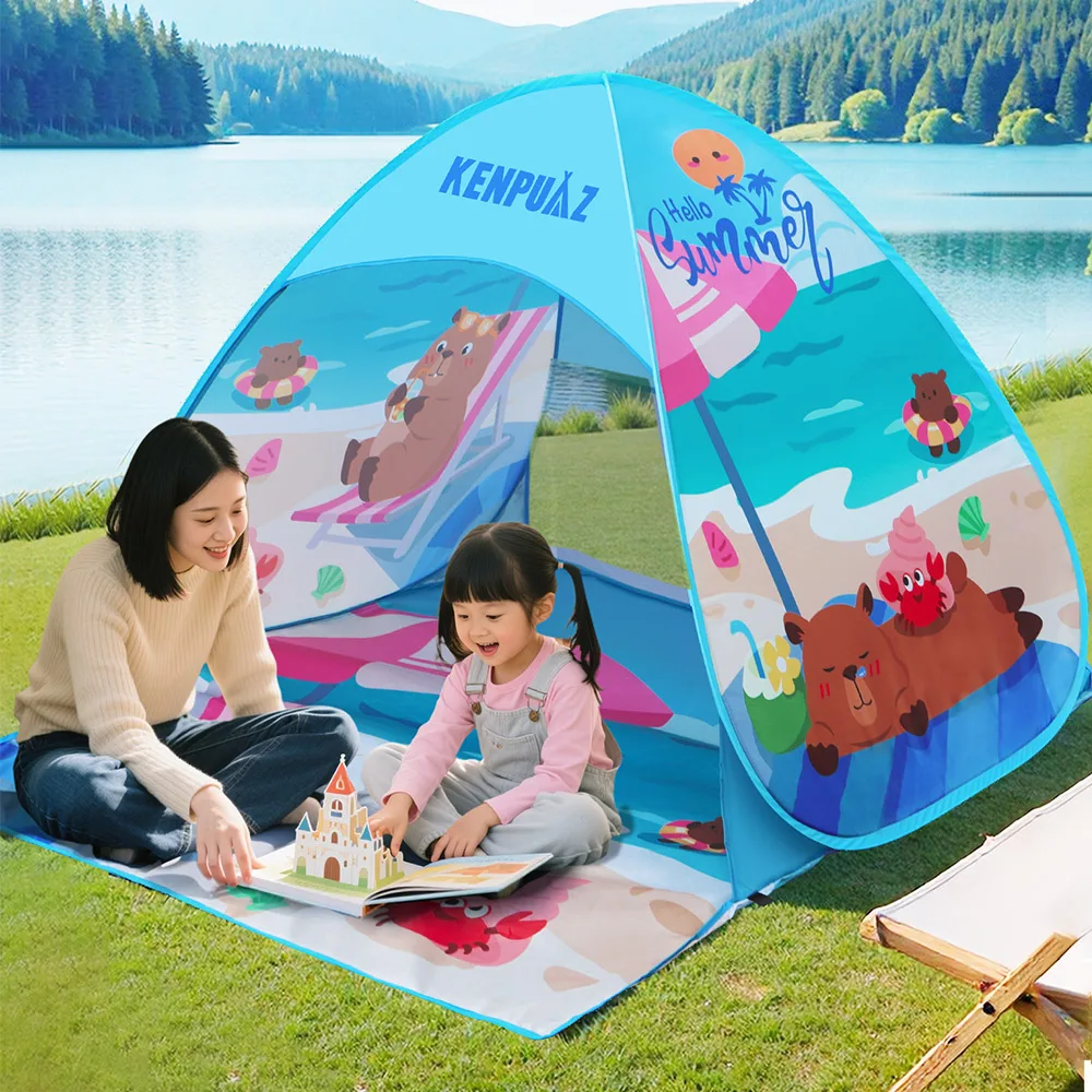 Kenpuaz-tienda familiar impermeable para playa, tienda de campaña para acampar al aire libre para niños, ventilación emergente abierta, portátil, parasol para bebé