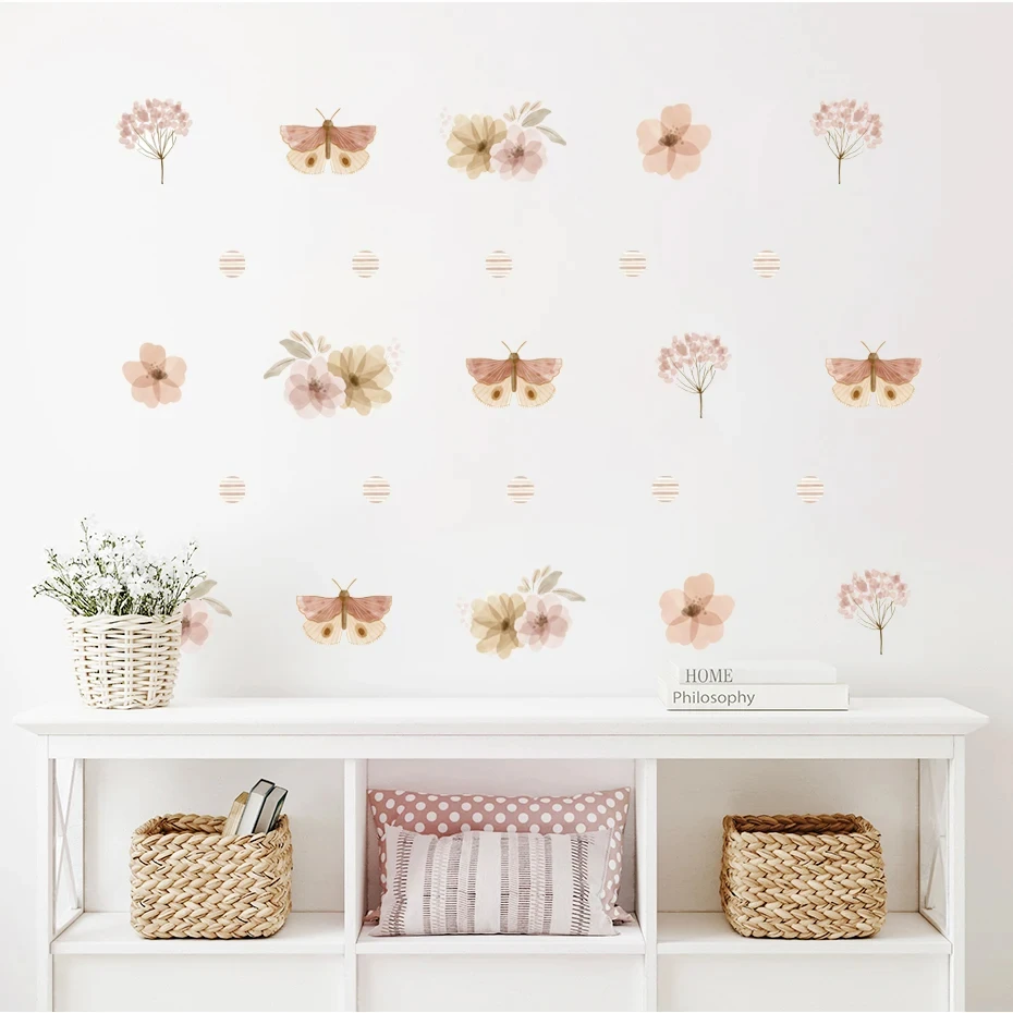 Vinilo decorativo boho con hierbas y flores para habitación infantil - imagen 5