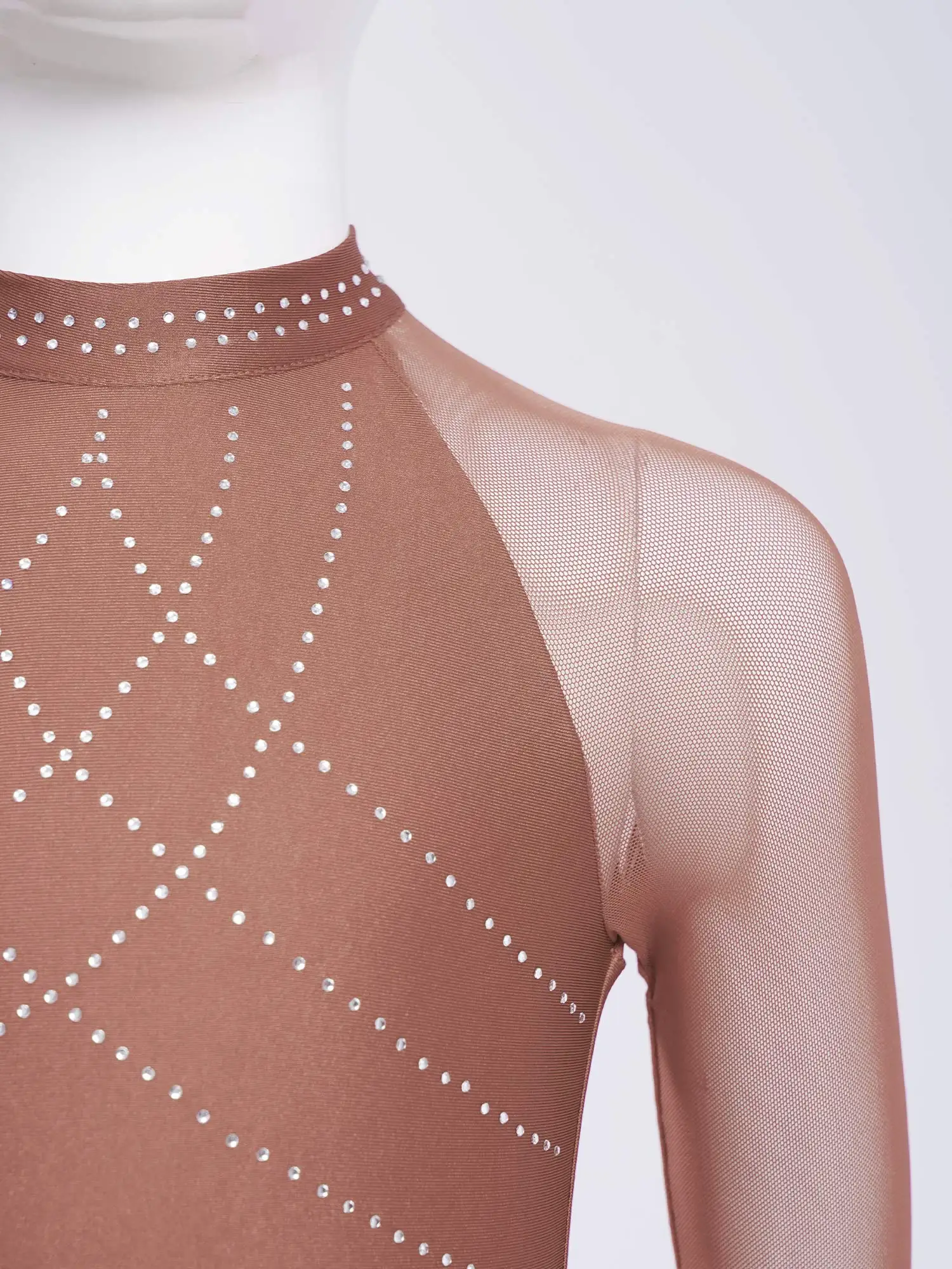 Traje de ballet moderno con malla transparente y diamantes - imagen 2