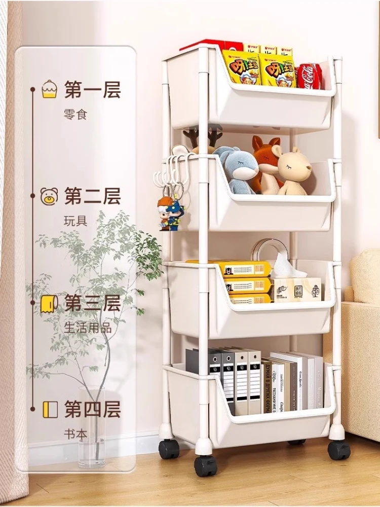 Estantería sencilla de suelo, gabinete de almacenamiento multicapa con ruedas, estante de espacio estrecho para el hogar para niños, estantería pequeña junto a la pared - imagen 5