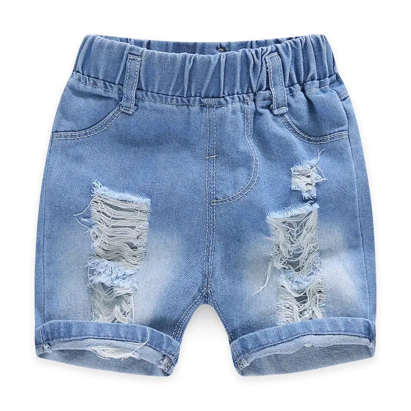 Pantalones de verano para niños, pantalones cortos vaqueros rasgados para bebés, novedad de verano 2025, pantalones sueltos de cinco cuartos para niño, tendencia de 90-140cm