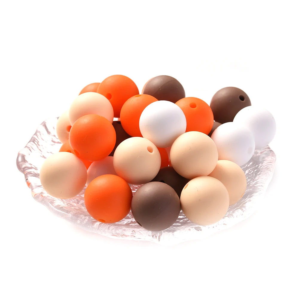 80 Uds. De cuentas redondas de silicona de 15mm de Color sólido, juguete para la dentición, regalos para la ducha de lactancia, accesorios de cadena de chupete - imagen 5