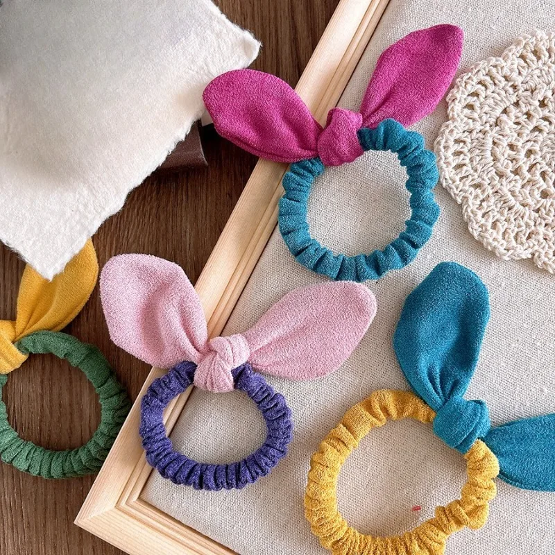 Coleteros para niña con orejas de conejo y color bloque coreano - imagen 2