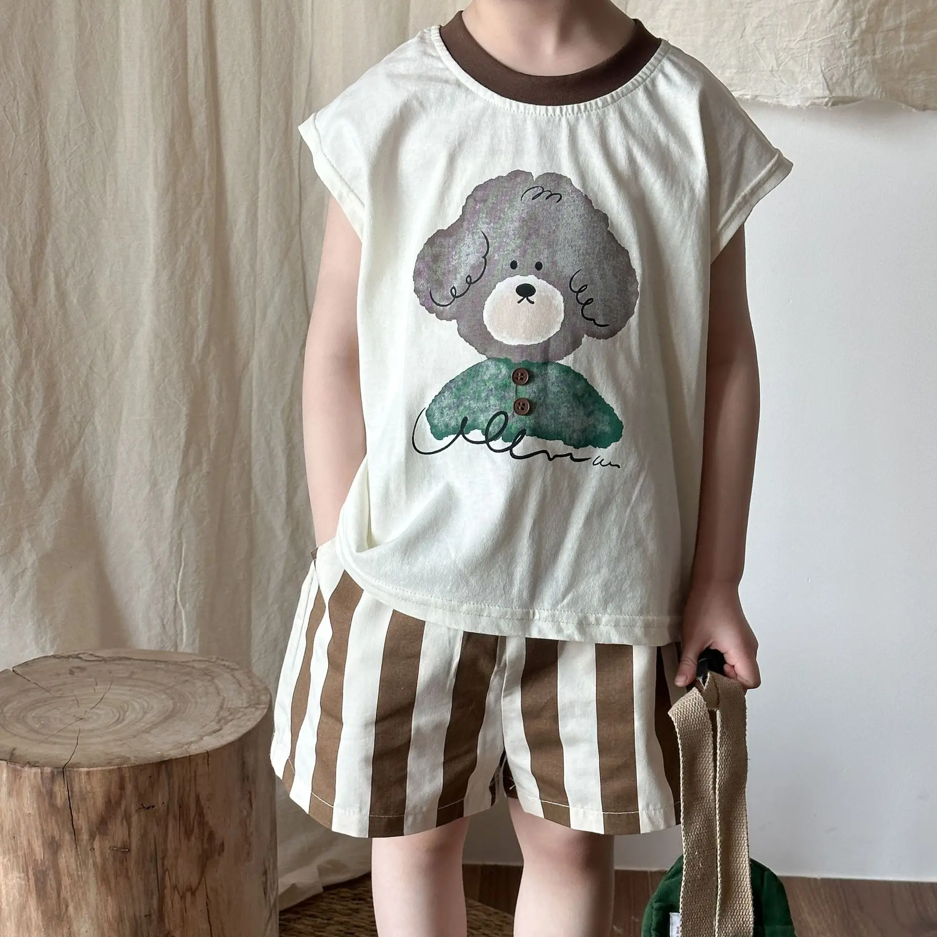 Conjunto de ropa de verano para niños, camiseta sin mangas + pantalones, 2 uds., ropa para niños - imagen 2