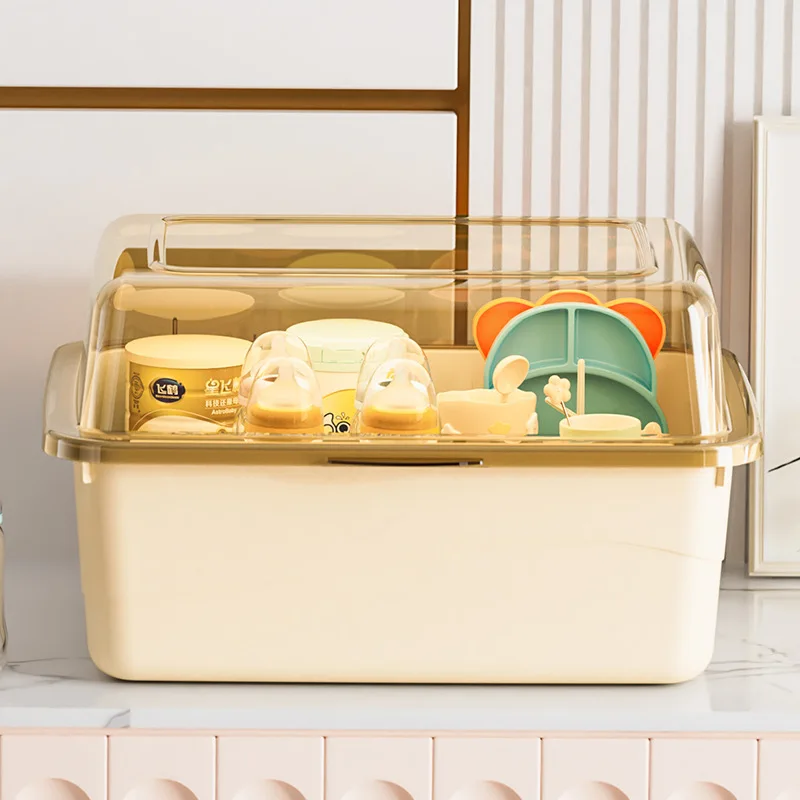 Organizador de biberones con tapa, escurridor a prueba de polvo y humedad, cesta extraíble, taza separada, almacenamiento de gran capacidad - imagen 3
