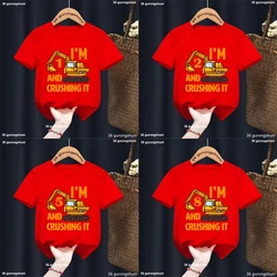 Camiseta negra con estampado de excavadora – Regalo cumpleaños niños