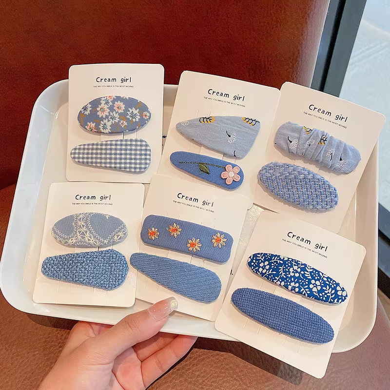 Pinzas para el pelo de niñas infantiles flores azules estilo coreano - imagen 3