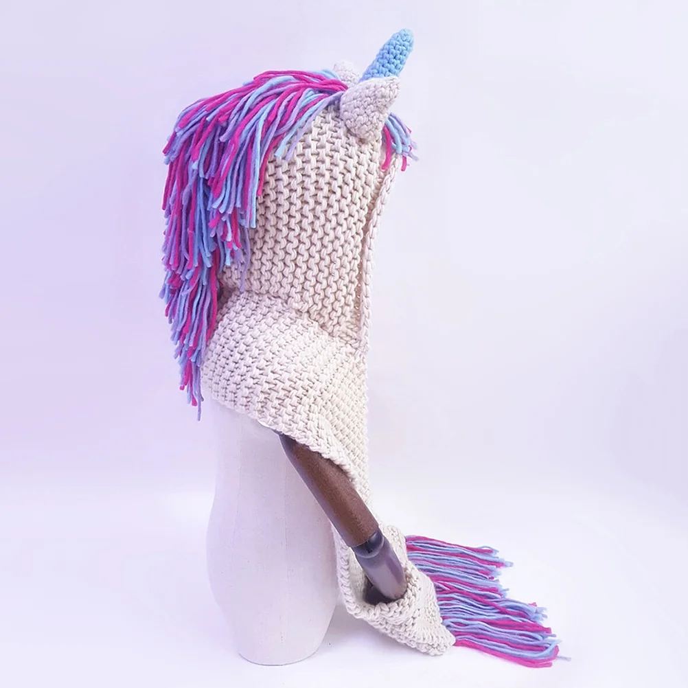 Gorro de invierno colorido hecho a mano para niños, gorro de lana tejido con unicornio, bufanda, gorros cálidos para niños, gorro de unicornio para exteriores - imagen 5