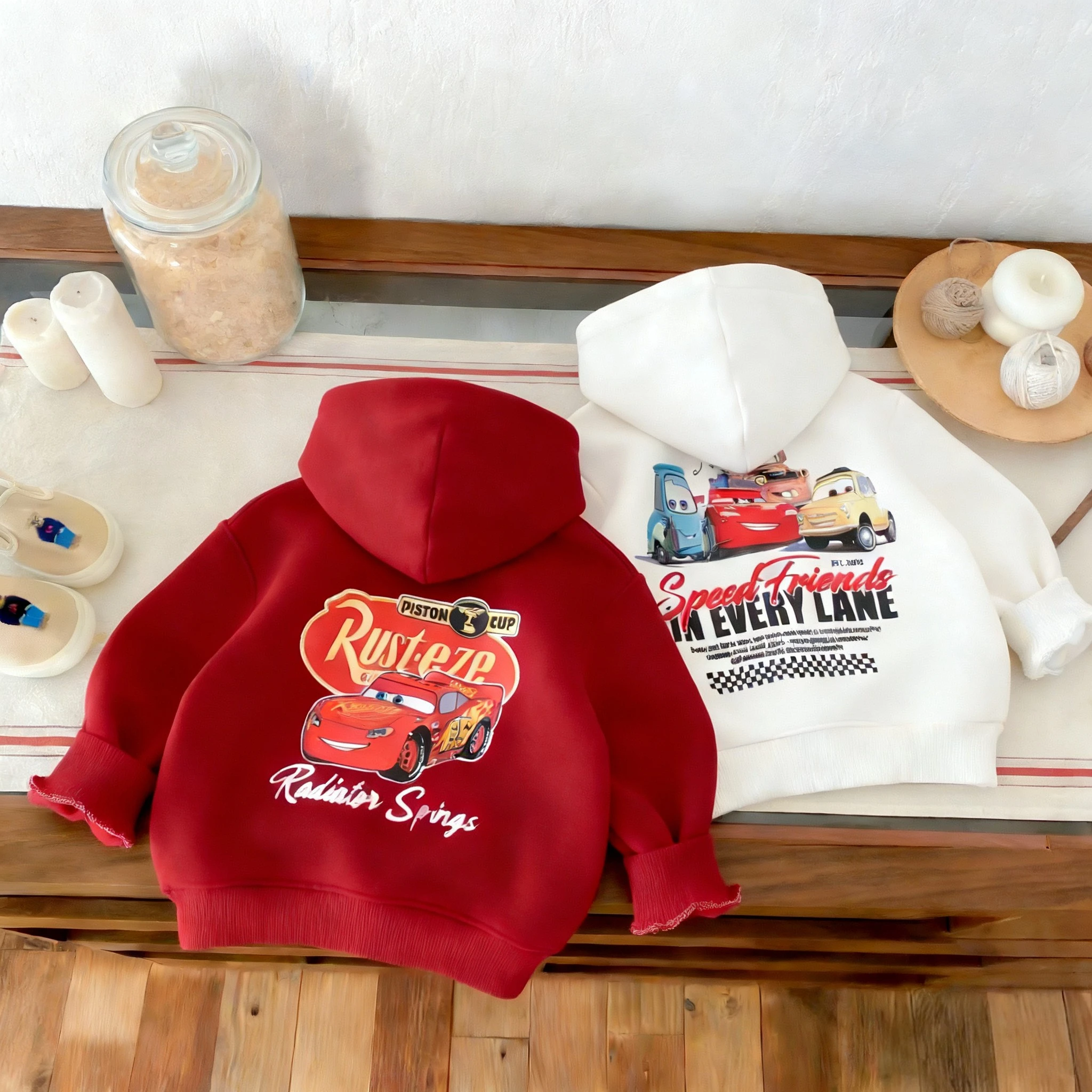 Sudaderas con capucha de coche de dibujos animados con estampado de Color sólido, ropa para niños, Tops informales con capucha para primavera y otoño, sudaderas, ropa para niños, Sudadera con capucha de Disney