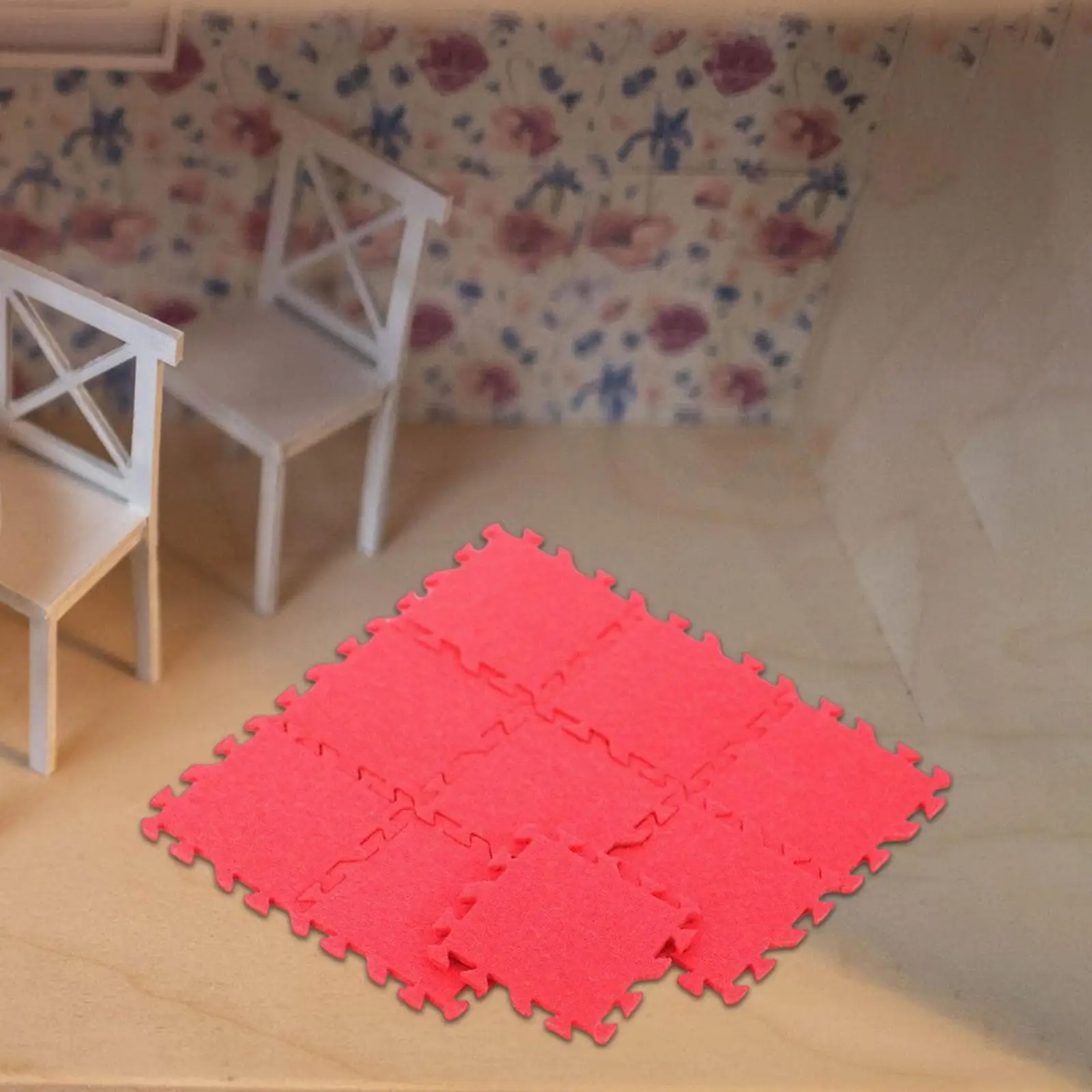 9x 1:12 Miniature Floor Area Rug, Living Room Party Accessories Toys, Dollhouse Mini Splicing Mats Ornaments Scenery Supplies