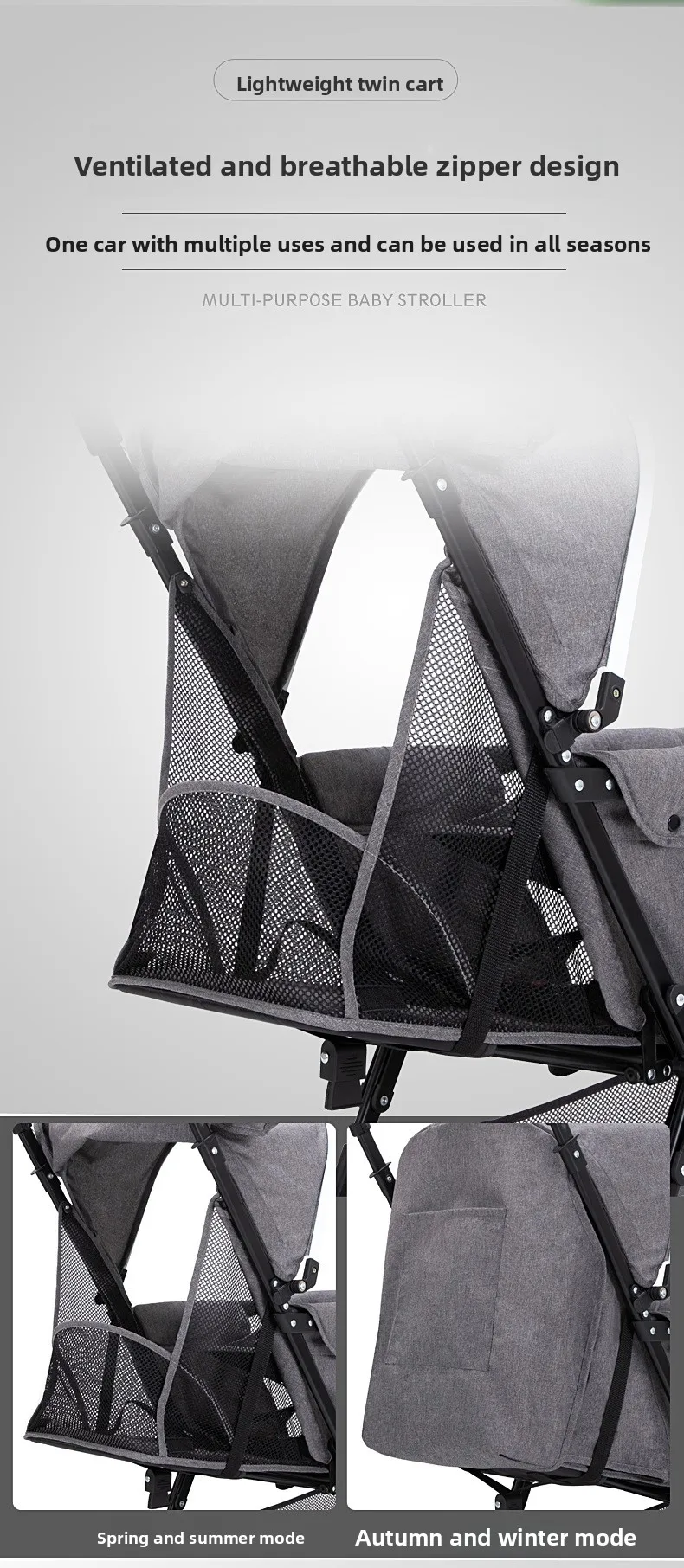 El segundo niño puede sentarse y acostarse, plegable súper liviano, carrito delantero y trasero. - imagen 4