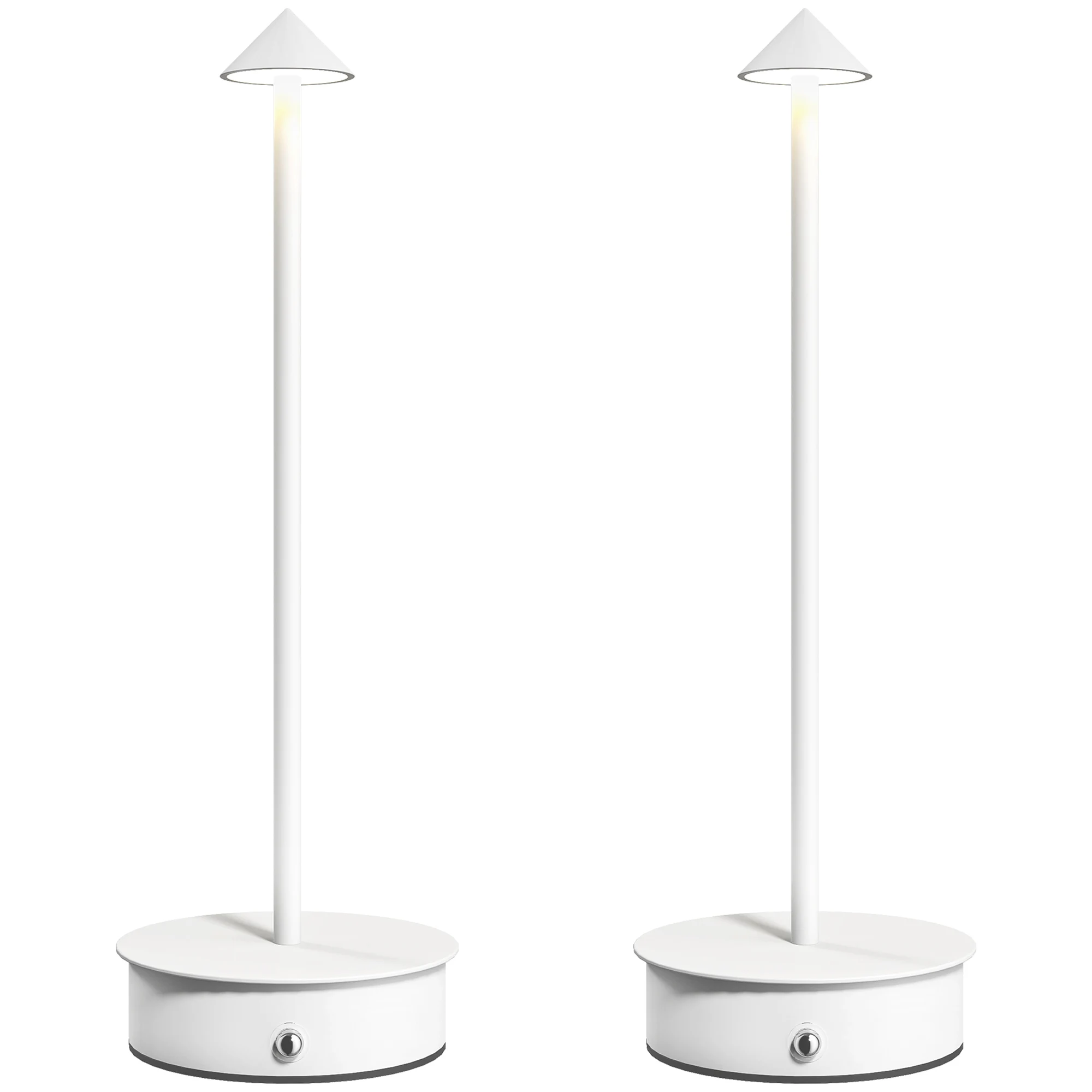 HOMCOM Juego de 2 Lámparas de Mesa Recargables por USB, Lámparas de Mesita de Noche Regulables con Control Táctil, 3000K/4500K/6000K, Luz LED Incluida, para Dormitorio, Salón u Oficina, Blanco