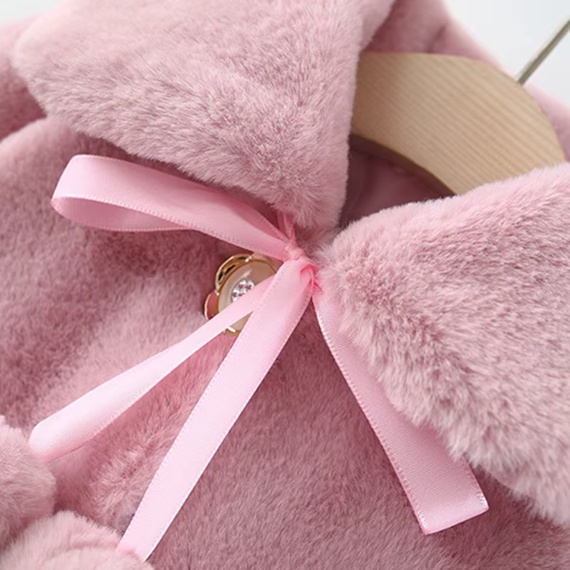 Abrigo de invierno con pelo para niñas recién nacidas - imagen 4