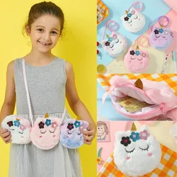 Bolso cruzado unicornio de felpa para niños – Dibujo animado divertido