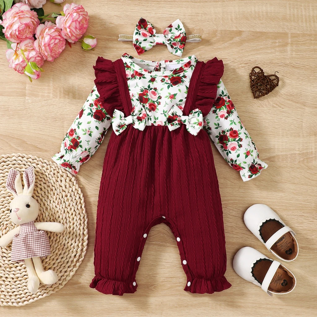 Disfraces de Navidad para niña, pelele de otoño/invierno para bebé de 0 a 18 meses, mono rojo de manga larga, estilo princesa, oruga para bebé