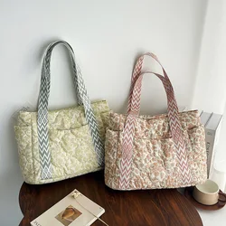 Bolso de pañales floral nylon grande capacidad para cochecito y viajes