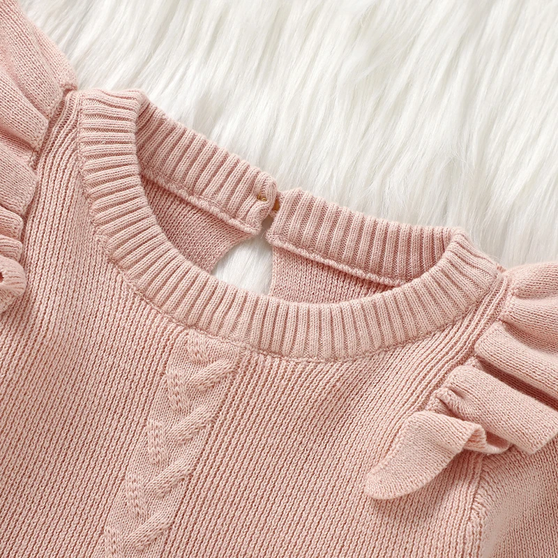 Monos bebé de algodón de manga larga rosa para otoño-invierno