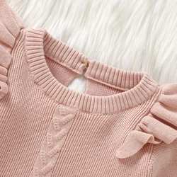 Monos bebé de algodón de manga larga rosa para otoño-invierno