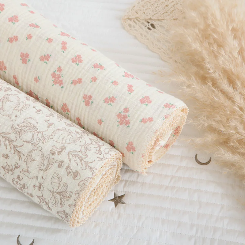 Manta de muselina de algodón para bebé de 120x150cm, manta envolvente Floral de verano para recién nacido, mantas receptoras, funda para cochecito, ropa de cama, artículo para bebé - imagen 3