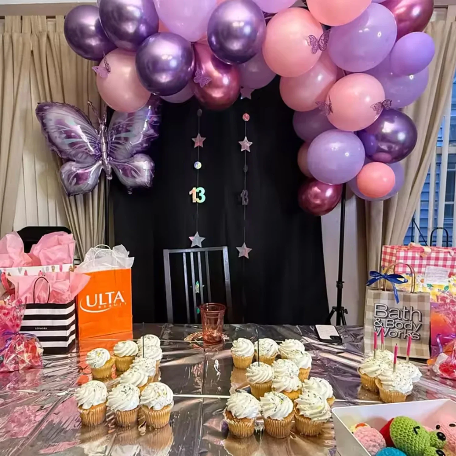 Globos fiesta metálicos rosa morado cumpleaños niña látex brillante - imagen 3