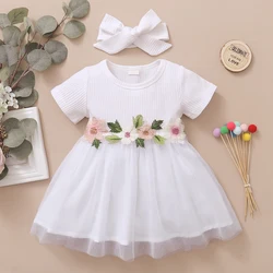 Vestido de fiesta niña tul con flores bordadas