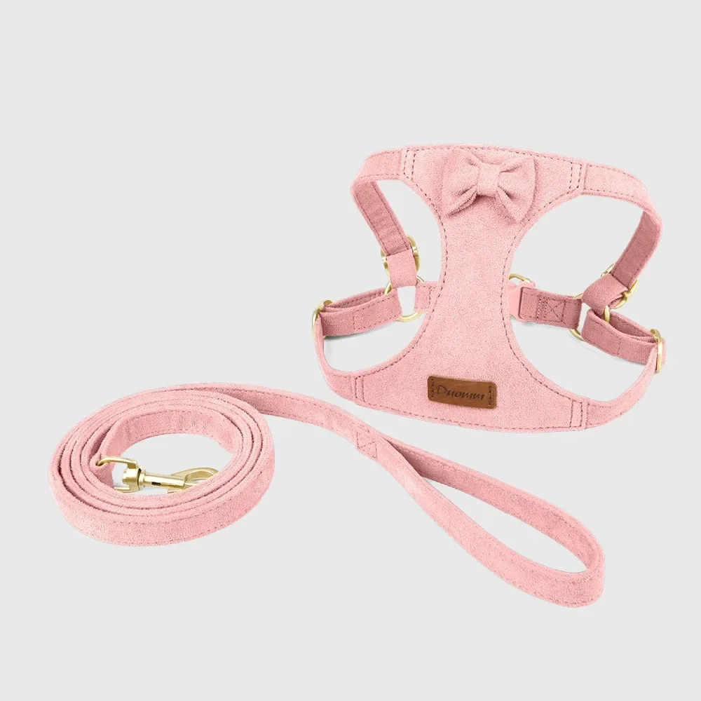 Conjunto de correa de arnés para perro de gamuza de primera moda, correa ajustable para el pecho para mascotas, accesorios de moda suaves y duraderos para cachorros y gatitos - imagen 3