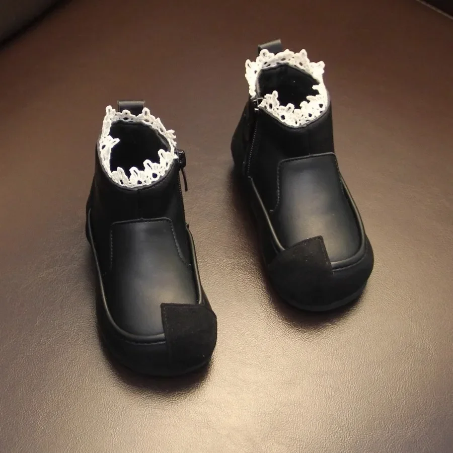 Botas cortas antideslizantes para niñas, botas de suela blanda para otoño e invierno, zapatos ligeros para niños, botas de nieve a la moda, nueva bota de algodón 2025 - imagen 3