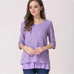Camiseta de lactancia de encaje suave para embarazadas primavera
