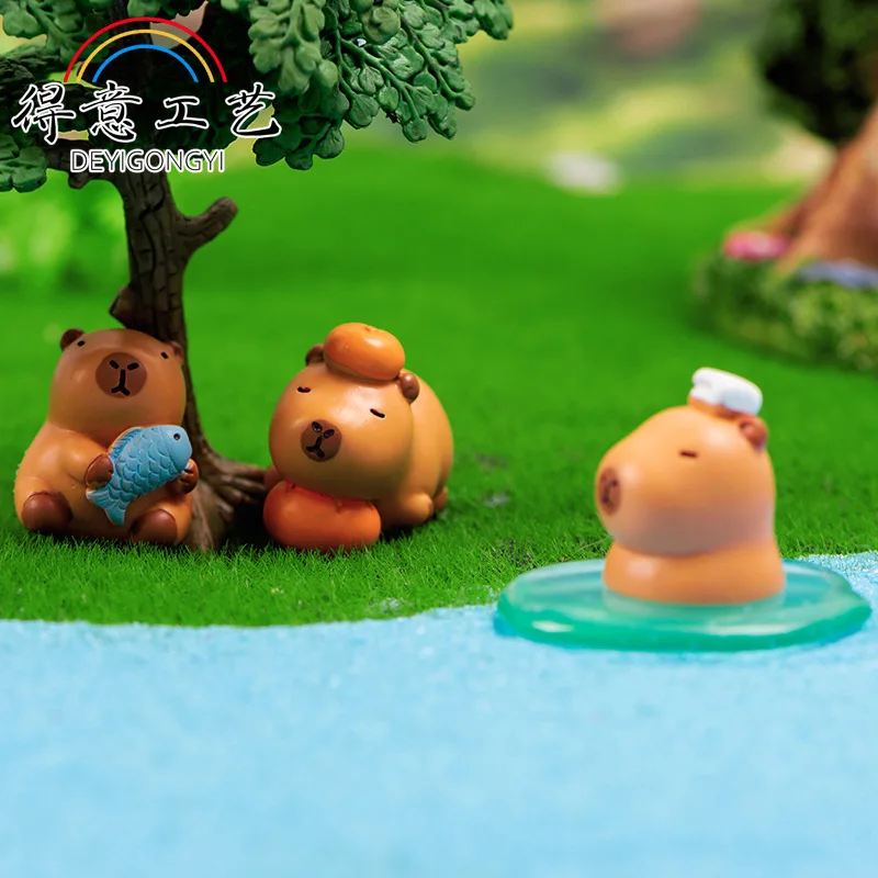 8 unids/set capibara estatuilla animales modelo Mini Kapibare figuras de acción juguete decoración del hogar regalo para niños - imagen 3