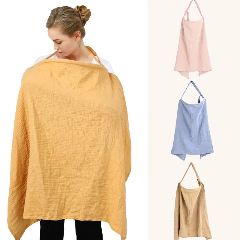 INS-funda de lactancia informal para amamantar, Poncho multidireccional de muselina de algodón transpirable, bufanda ajustable para cubrir la privacidad para mamás - imagen 2