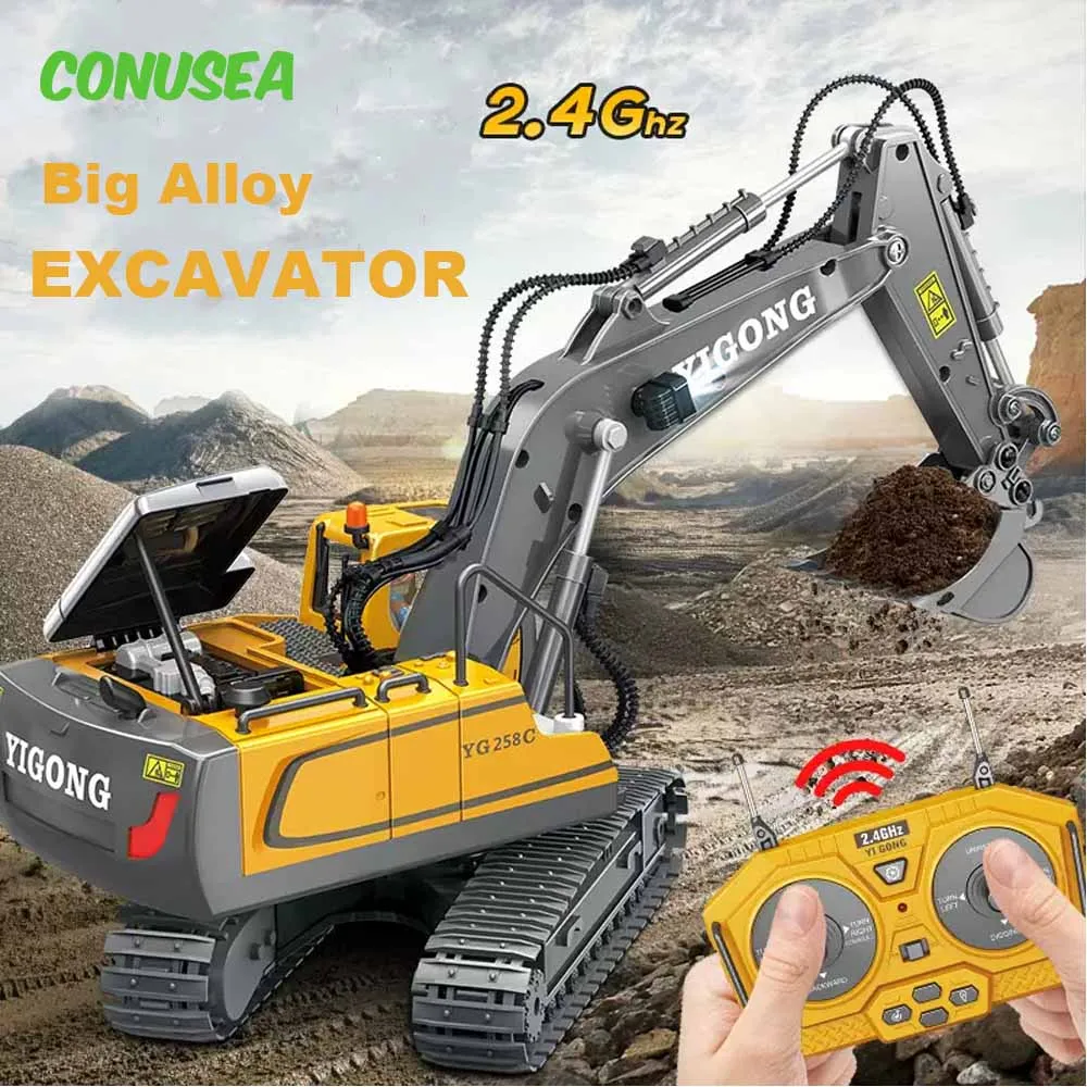 Excavadora radio control con orugas y volquete para niños - imagen 2