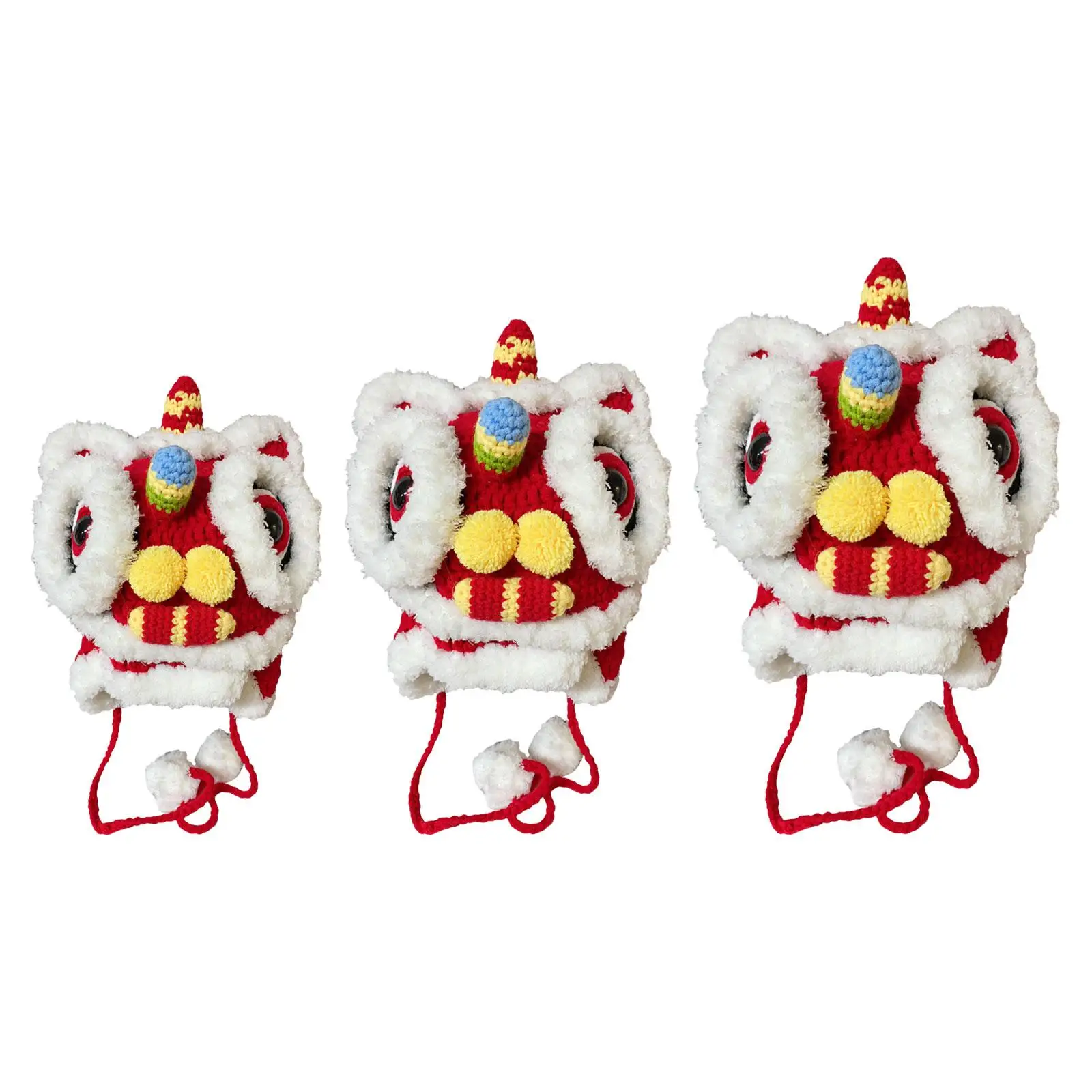 Cotton Hat Lion Dance Hat Cap Knit Hat Headgear Beanie Windproof Hood Soft Headwear Comfortable Winter Warm Hat Animal Hat