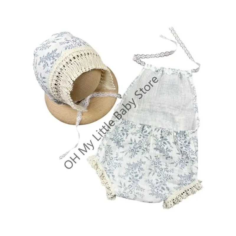 M76C fotografía disfraz sombrero y encaje mameluco traje sesión fotos ropa bebé suministro - imagen 5