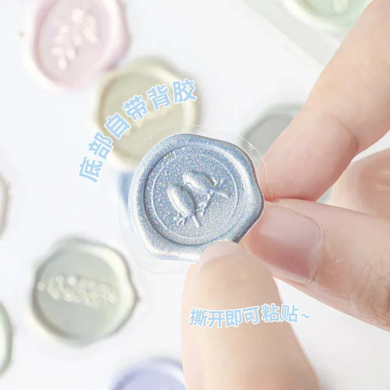 18 Uds. Sello de sobre transparente pegatina Retro gradiente Floral Luna estrella estilo sello de cera pegatina DIY pegatina decorativa para álbum de recortes - imagen 2