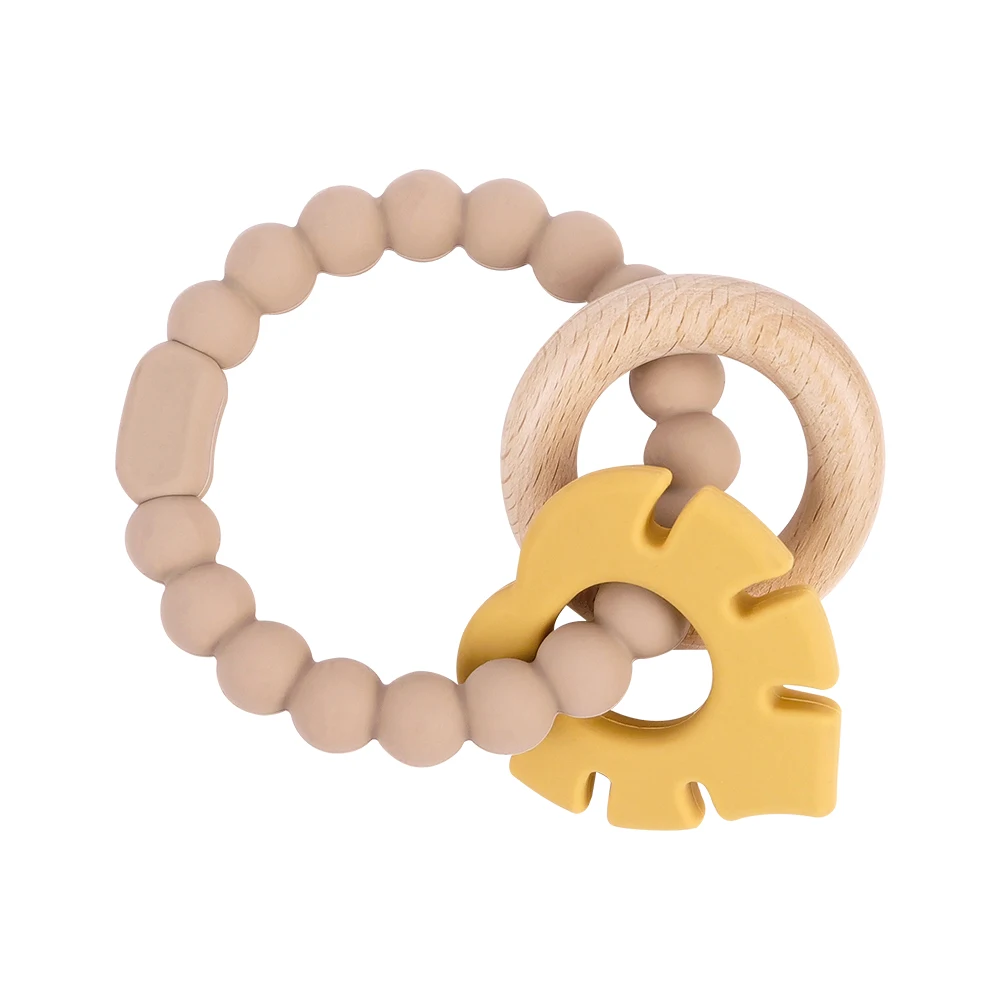 Anillo mordedor de hojas de dibujos animados para bebé, palo Molar de silicona para cuidado Dental, sin BPA, juguete de dentición antimascaramiento para niños, alivio de las encías, 1 ud. - imagen 2