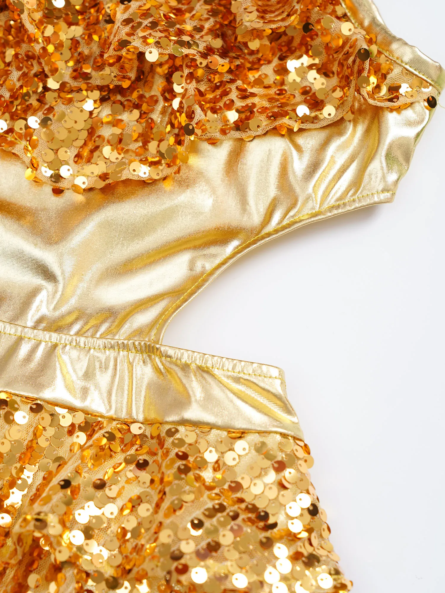 Vestido de ballet con lentejuelas para niñas – Volantes escalonados